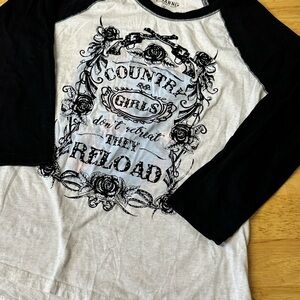 Shyanne Black and White Long Sleeve Tee with Vintage Graphic